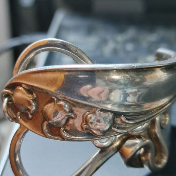 Heart Bracelet 1950 Gorham Sterling 14K WG Clasp 6 Fork Art Lily of The Valley - Picture 7 of 16